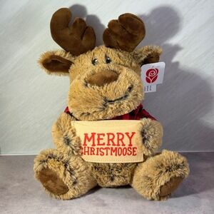 Merry Christmoose Plush Stuffed Moose American Greetings Card Holder